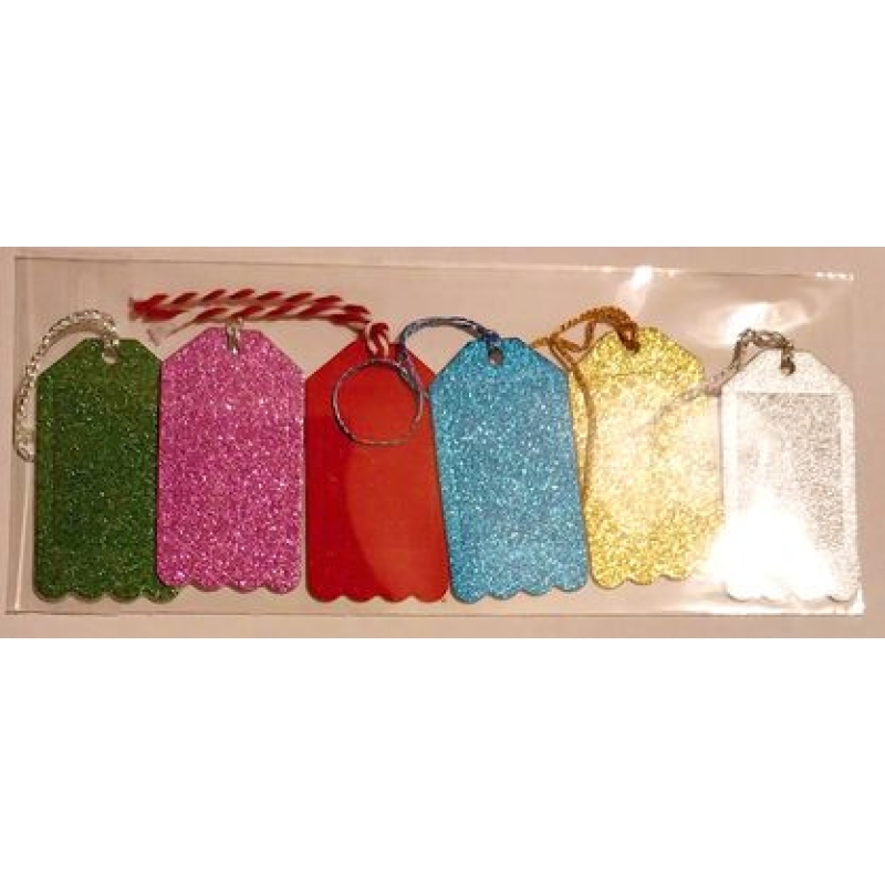 Glitter Gift Tags (pack of 6 assorted colours)
